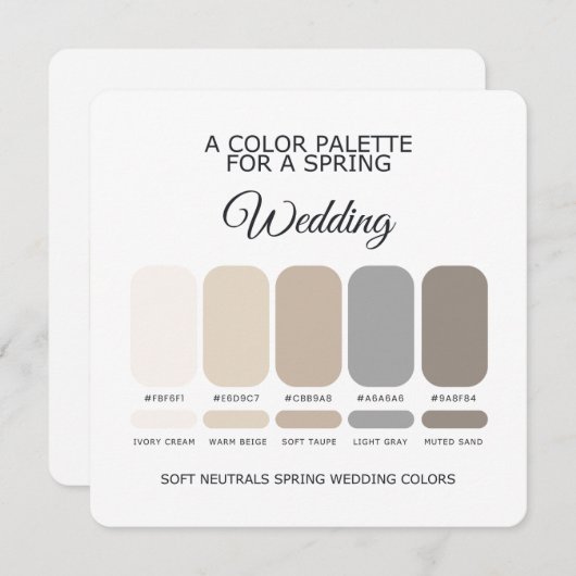 Soft Neutrals Spring Wedding Palette 2026 Card 招待状 (正面/裏面)