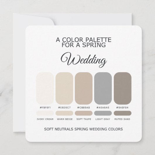 Soft Neutrals Spring Wedding Palette 2026 Card 招待状 (裏面)