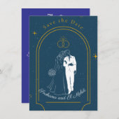 Soft Night Romance , Wedding Save the Date Card 招待状 (正面/裏面)