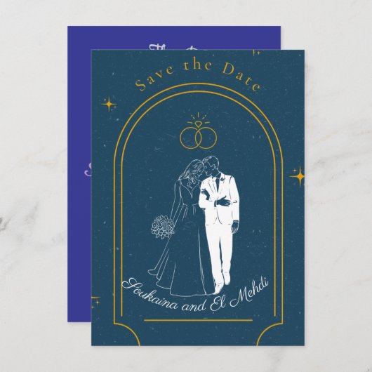 Soft Night Romance , Wedding Save the Date Card 招待状 (正面/裏面)