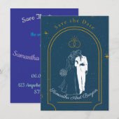 Soft Night Romance , Wedding Save the Date Card 招待状 (正面/裏面)