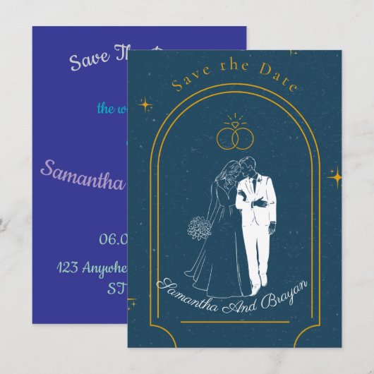 Soft Night Romance , Wedding Save the Date Card 招待状 (正面/裏面)