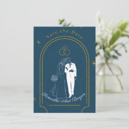 Soft Night Romance , Wedding Save the Date Card 招待状