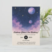 Soft Night Sky with Planets and Clouds Birthday 招待状 (スタンド正面)