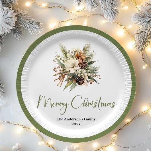 Soft Nordic Christmas Personalized Family Party  ペーパープレート