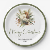 Soft Nordic Christmas Personalized Family Party  ペーパープレート (正面)