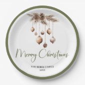 Soft Nordic Christmas Personalized Family Party Pl ペーパープレート (正面)