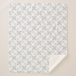 Soft Nordic Winter Floral Minimal Grey & Lavender シェルパブランケット