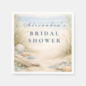 Soft Ocean Blue Bridal Shower スタンダードカクテルナプキン (正面)