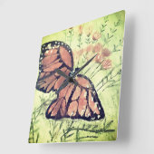 Soft Oil Pastels of Monarch Butterfly スクエア壁時計 (傾斜)