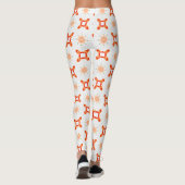 Soft Orange-Red Floral & Frame Pattern Leggings レギンス (裏面)