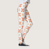 Soft Orange-Red Floral & Frame Pattern Leggings レギンス (右)
