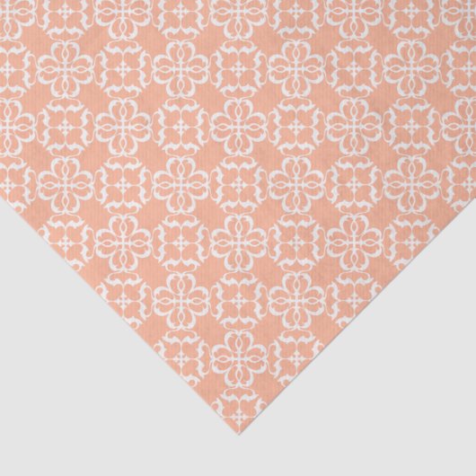 Soft Orange & White Floral Lattice Pattern 薄葉紙 (詳細)