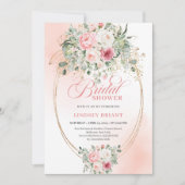 Soft Pale Pink Floral Bridal Shower Invitation 招待状 (正面)