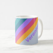 Soft Pansy Dream Stripes with Name コーヒーマグカップ (正面右)