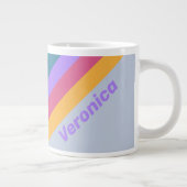 Soft Pansy Dream Stripes with Name ジャンボコーヒーマグカップ (右)