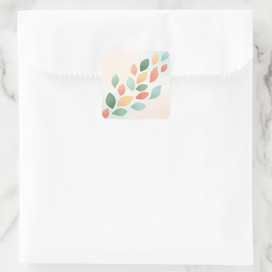 Soft Pastel Abstract Falling Leaves スクエアシール (バッグ)