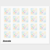 Soft Pastel Abstract Floating Leaves スクエアシール (シート)