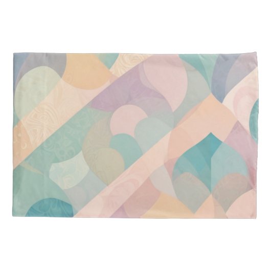 Soft Pastel Abstract Pillowcase with Organic Shape 枕カバー (裏面-左)