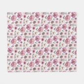 Soft Pastel Anemone Floral Collection フリースブランケット (正面(横))