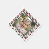 Soft Pastel Berry Sweet Strawberry Birthday Photo スタンダードカクテルナプキン (角)