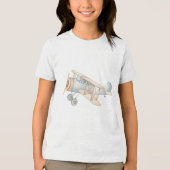 Soft Pastel Biplane Illustration トライブレンドＴシャツ (正面)