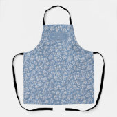 Soft Pastel Blue & Gray White Floral Boho Pattern エプロン (正面)
