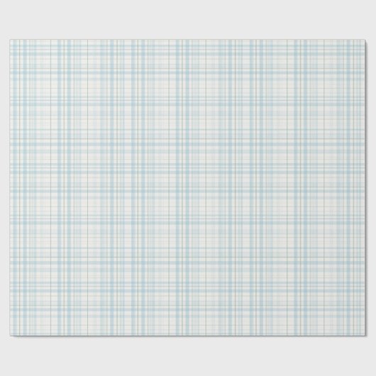 Soft Pastel Blue Linen Plaid ラッピングペーパー (フラット)