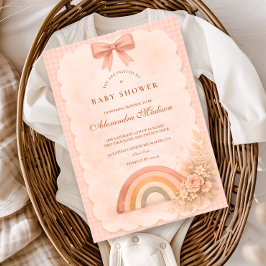 Soft Pastel Boho Rainbow Baby Shower 招待状
