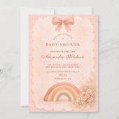 Soft Pastel Boho Rainbow Baby Shower 招待状 (正面)