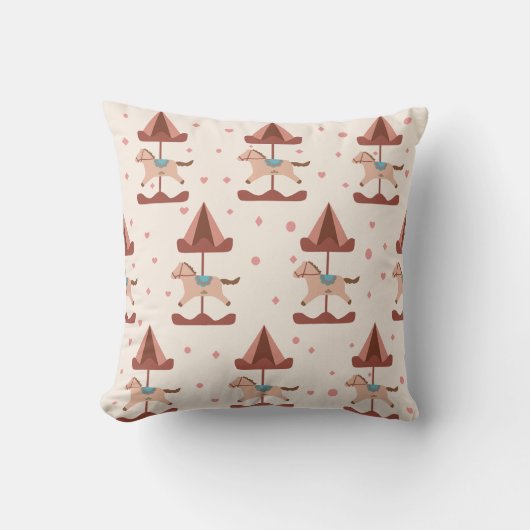 Soft Pastel Carousel For Baby Girls Throw Pillow クッション (正面)
