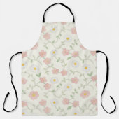 Soft Pastel Cherry Blossom & Daisy Floral Apron エプロン (正面)