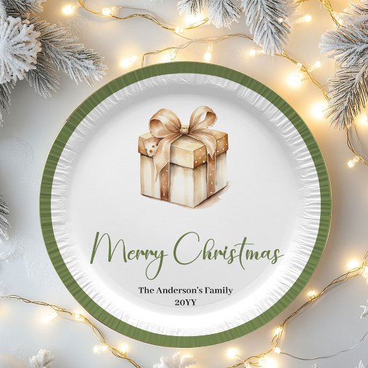 Soft Pastel Christmas Custom Family Name Party  ペーパープレート