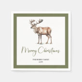 Soft Pastel Christmas Deer Script Family Napkins スタンダードカクテルナプキン (正面)