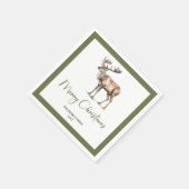 Soft Pastel Christmas Deer Script Family Napkins スタンダードカクテルナプキン (角)