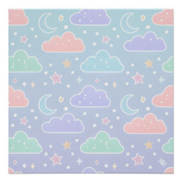 Soft Pastel Cloud Wall Art Poster ポスター