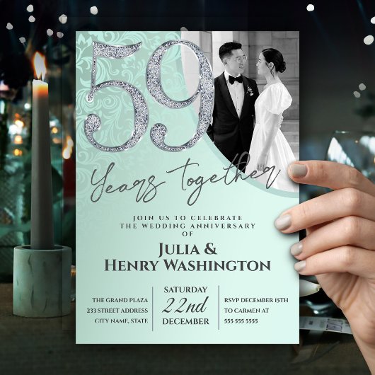 Soft Pastel Color 59th Wedding Anniversary 招待状