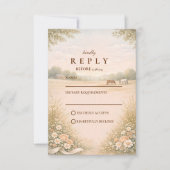 Soft Pastel Countryside Meadow Wedding 出欠カード (正面)