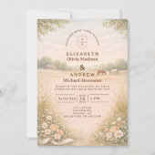 Soft Pastel Countryside Meadow Wedding 招待状 (正面)