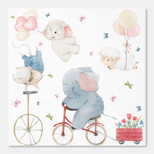 Soft Pastel Elephant Baby Animals Nursery 壁紙 (正面)