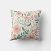 Soft Pastel Floral Botanical Throw Pillow クッション (裏面)