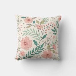 Soft Pastel Floral Botanical Throw Pillow クッション