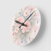 Soft Pastel Floral Bouquet ラウンド壁時計 (傾斜)