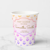 Soft Pastel Floral Pattern Baby Shower Name Date 紙コップ (正面)