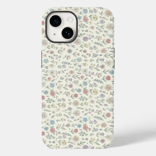 Soft Pastel Floral Pattern Cute Phone case Case-Mate iPhoneケース (裏面)