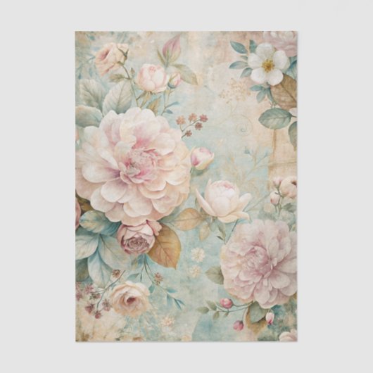 Soft Pastel Floral Pattern with Peonies 薄葉紙 (正面)