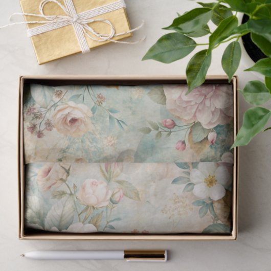 Soft Pastel Floral Pattern with Peonies 薄葉紙 (ギフト)
