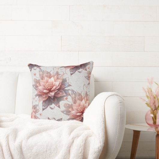 Soft Pastel Floral Throw Pillow 20x20 – Botanical  クッション (ソファ)