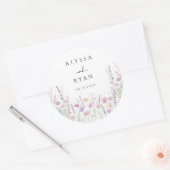 Soft Pastel Floral Wildflower Wedding ラウンドシール (封筒)