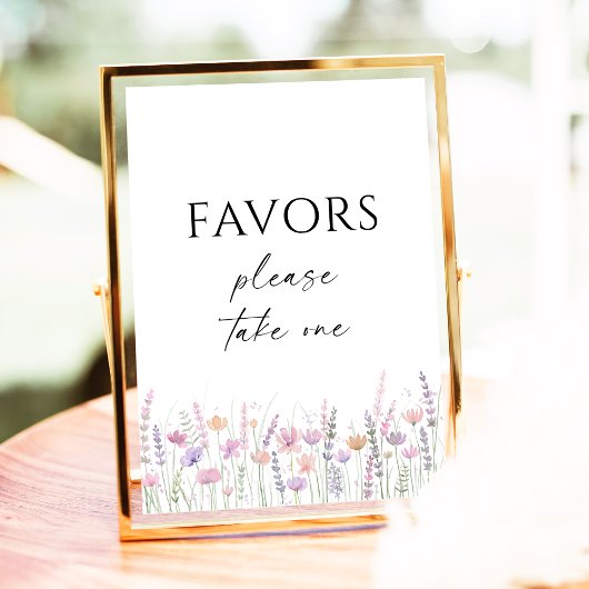 Soft Pastel Floral Wildflower Wedding Favors Sign ポスター